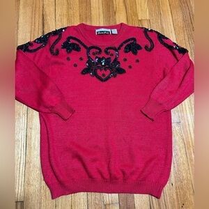 Vintage Long Sleeve Sequin Pullover Sweater by Danna Scott Sz Large
